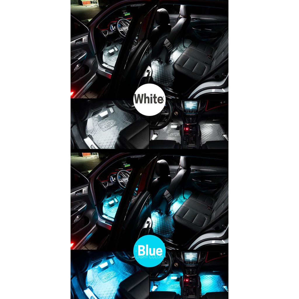 Set 4 đèn LED điều khiển âm nhạc RGB kèm điều khiển từ xa không dây đầy màu sắc trang trí nội thất ô tô