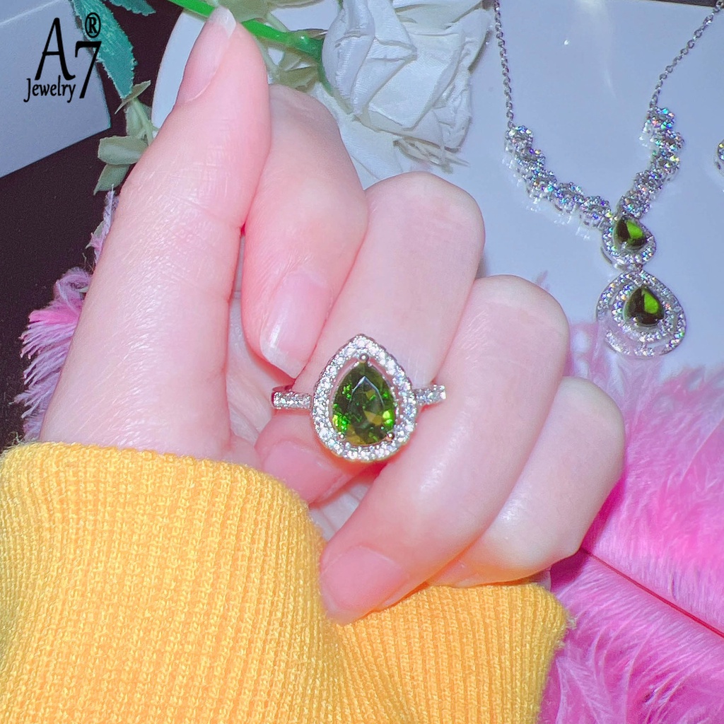 Bộ Trang Sức Đính Đá Màu Xanh Lá Sang Trọng A7