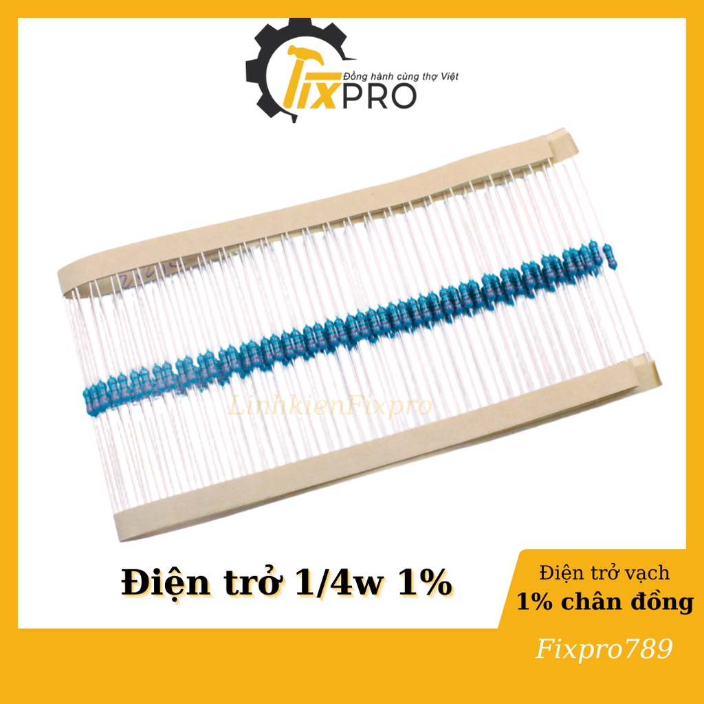 Điện trở 220R 1/4W 1% chân đồng túi 100c
