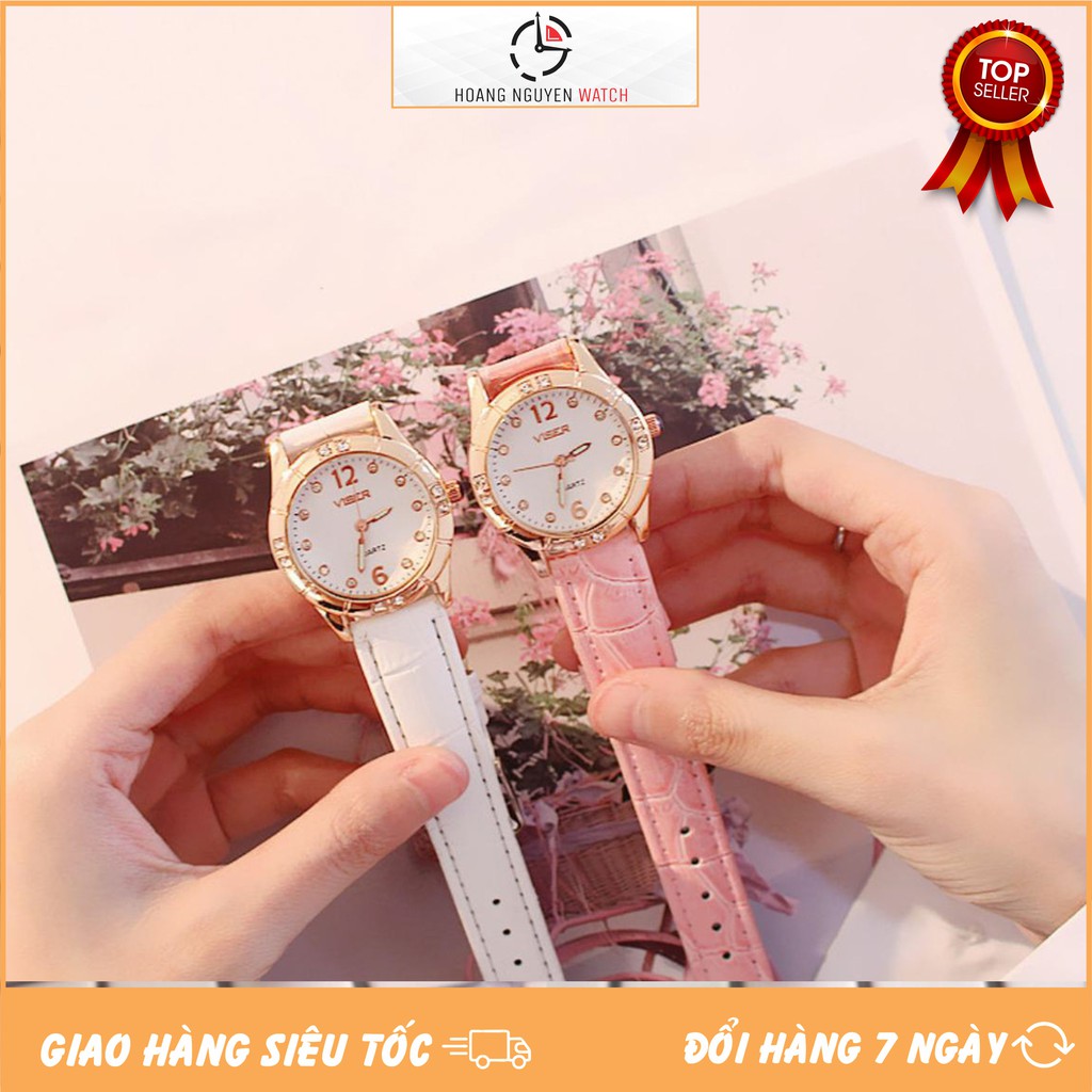 DHD222 [CỰC ĐẸP] ĐỒNG HỒ NỮ DÂY DA VISER Q9 MẶT ĐÍNH NGỌC SIÊU SANG CHẢNH CỰC ĐẸP