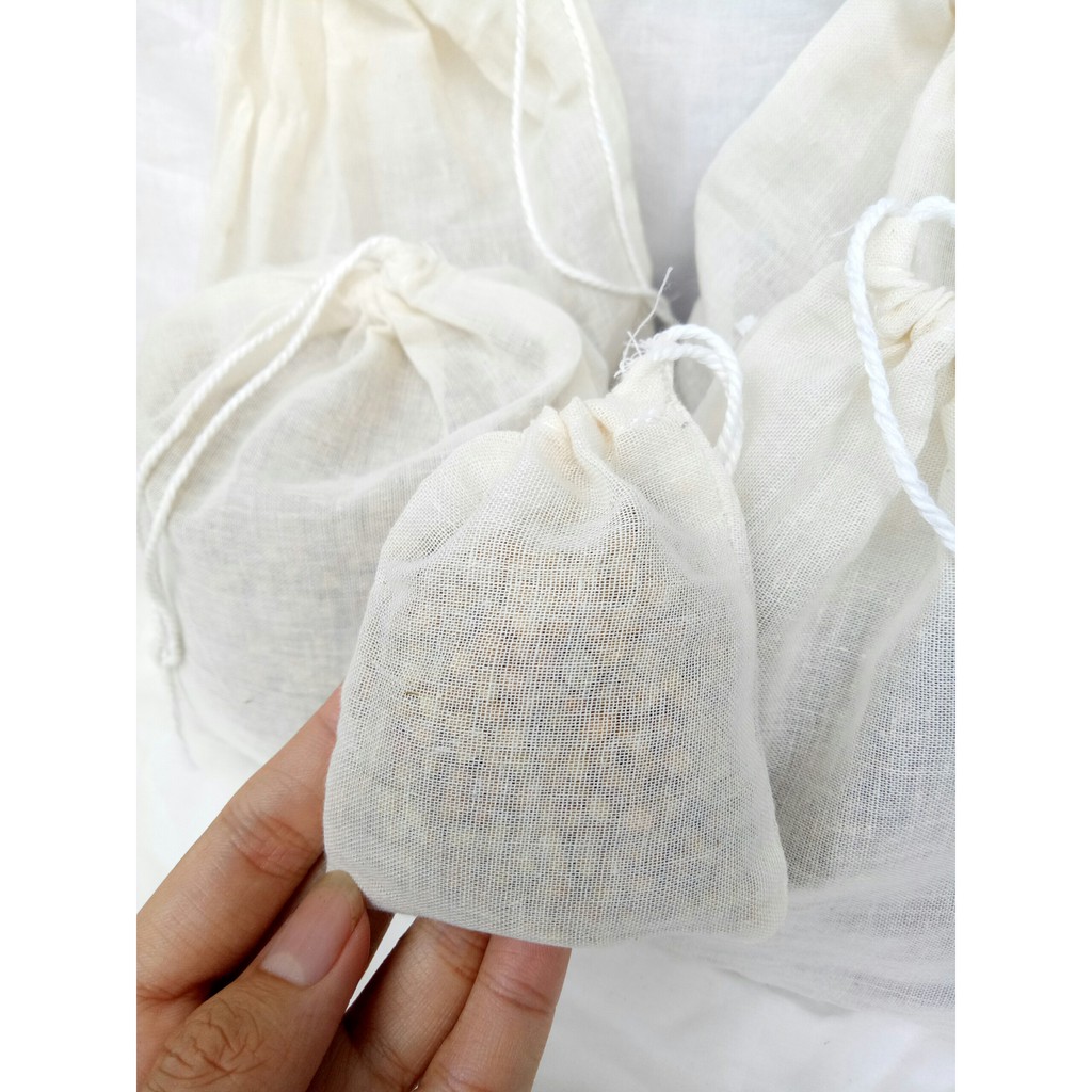 Combo 10-20 Túi lọc trà mini 8x10cm bằng vải cotton có dây rút