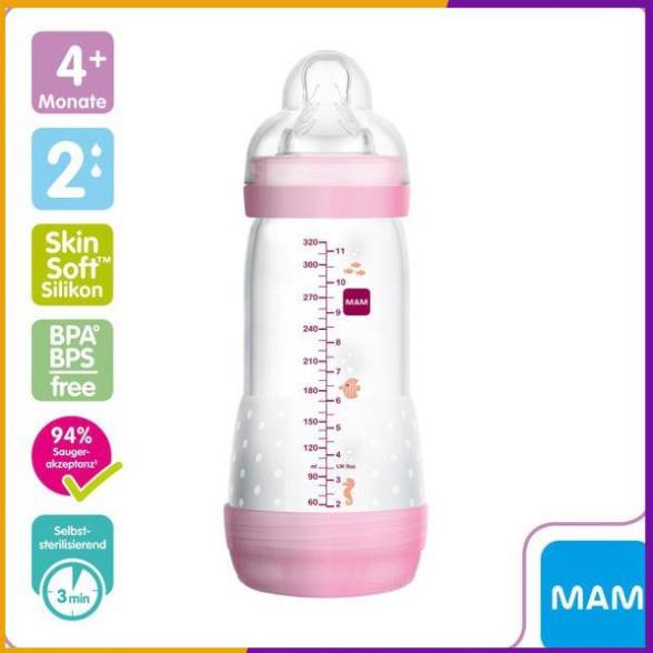 Bình sữa chống đầy hơi Mam Đức 160ml & 260ml & 320ml
