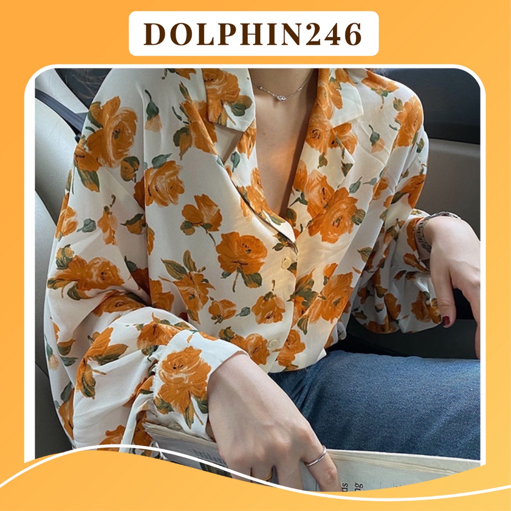Áo Sơ Mi công sở nữ tay dài dáng rộng in hoa hồng cổ điển Phong Cách Trẻ Trung Thanh Lịch Hottrend 2022 K2T2-4