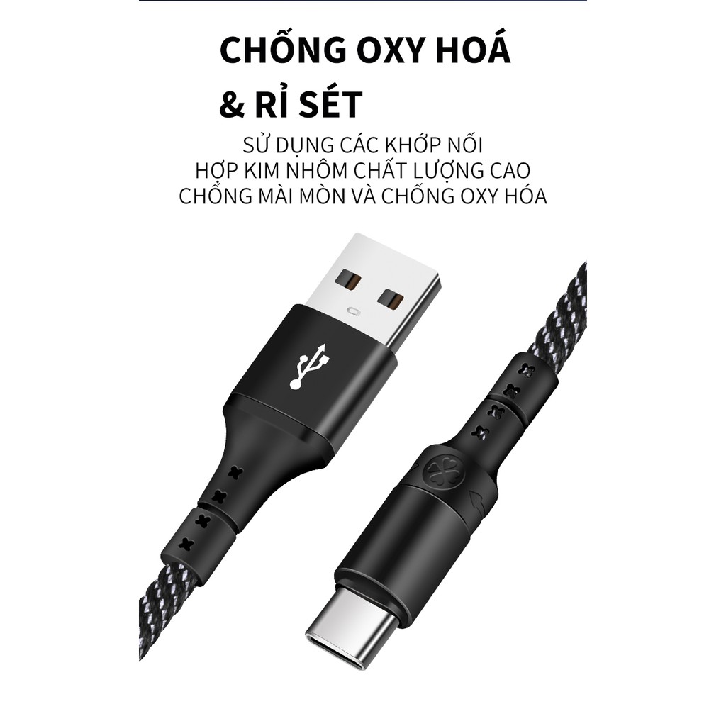 Cáp sạc nhanh siêu bền Hukey L12 , siêu chắc cho điện thoại Samsung, Huawei, Oppo Iphone