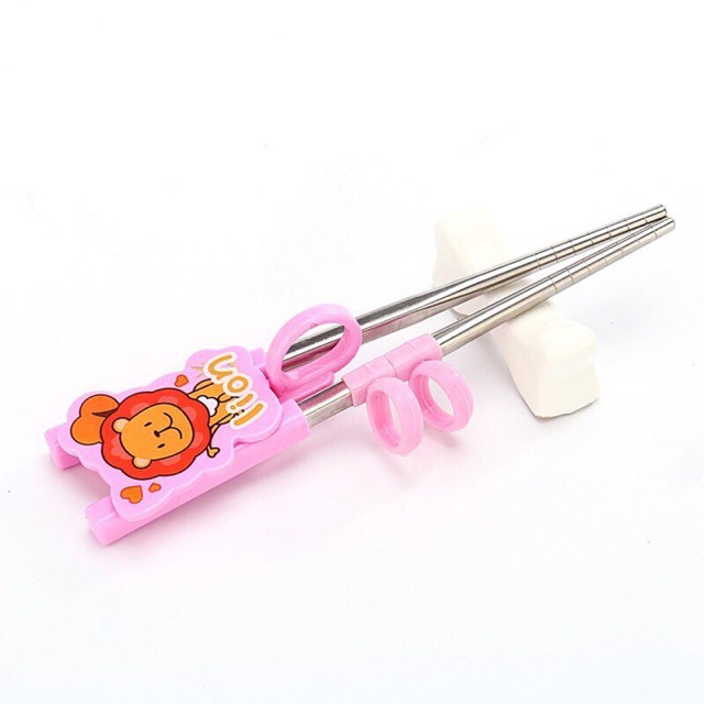 Đũa tập ăn inox xỏ ngón Happy Day cho bé