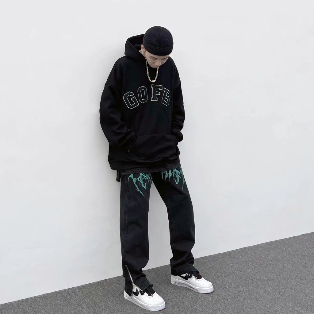 Quần jean ống rộng thêu họa tiết size M-4XL phong cách hip hop đường phố Mỹ thời trang | BigBuy360 - bigbuy360.vn