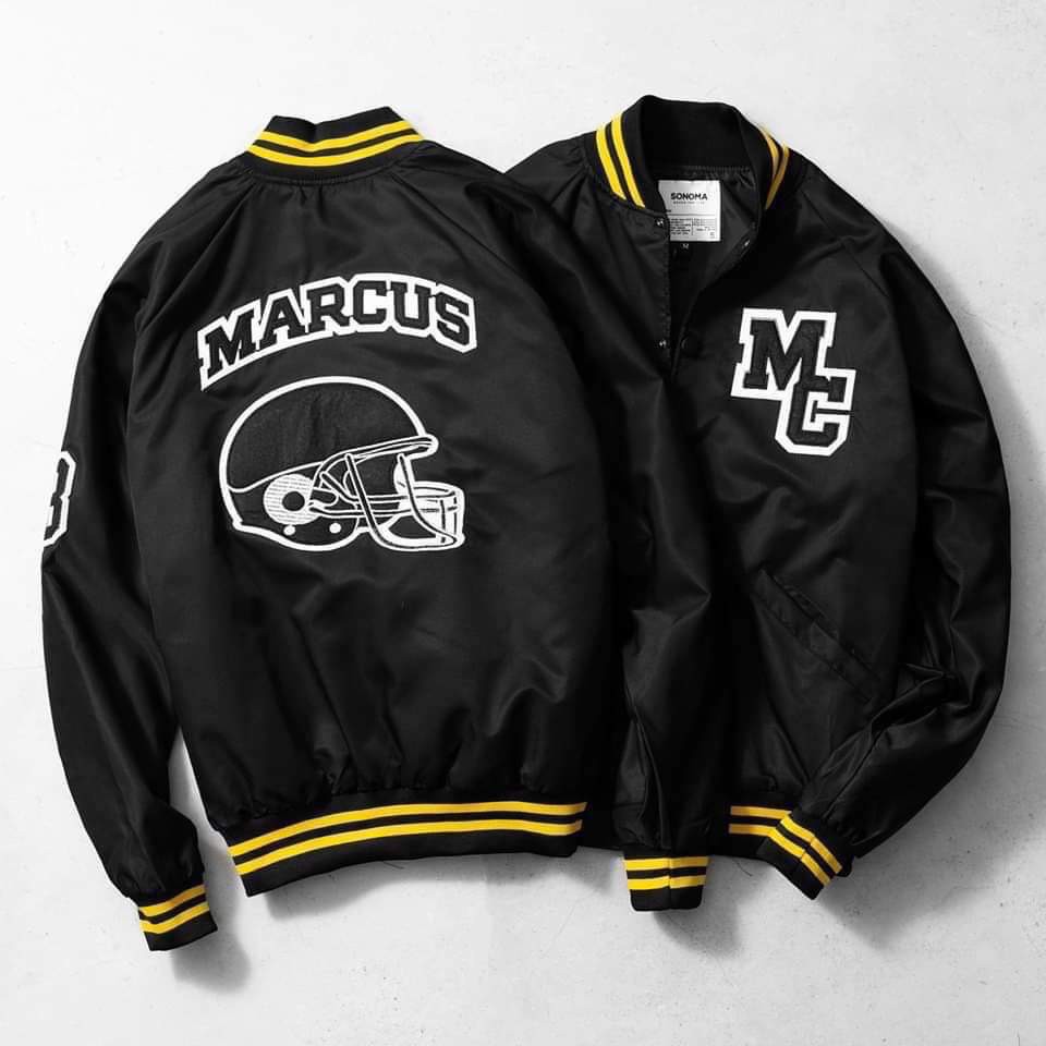 Áo khoác dù bóng chày MARCUS viền cổ màu vàng unisex nam nữ siêu rẻ