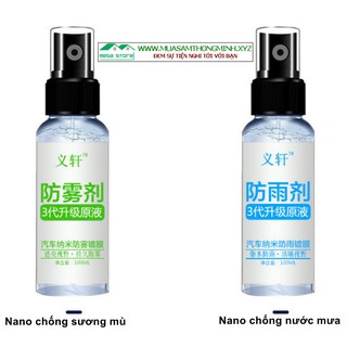 Chai Xịt Nano Chống Sương Mù, Nước Mưa Cho Kính Xe Hơi