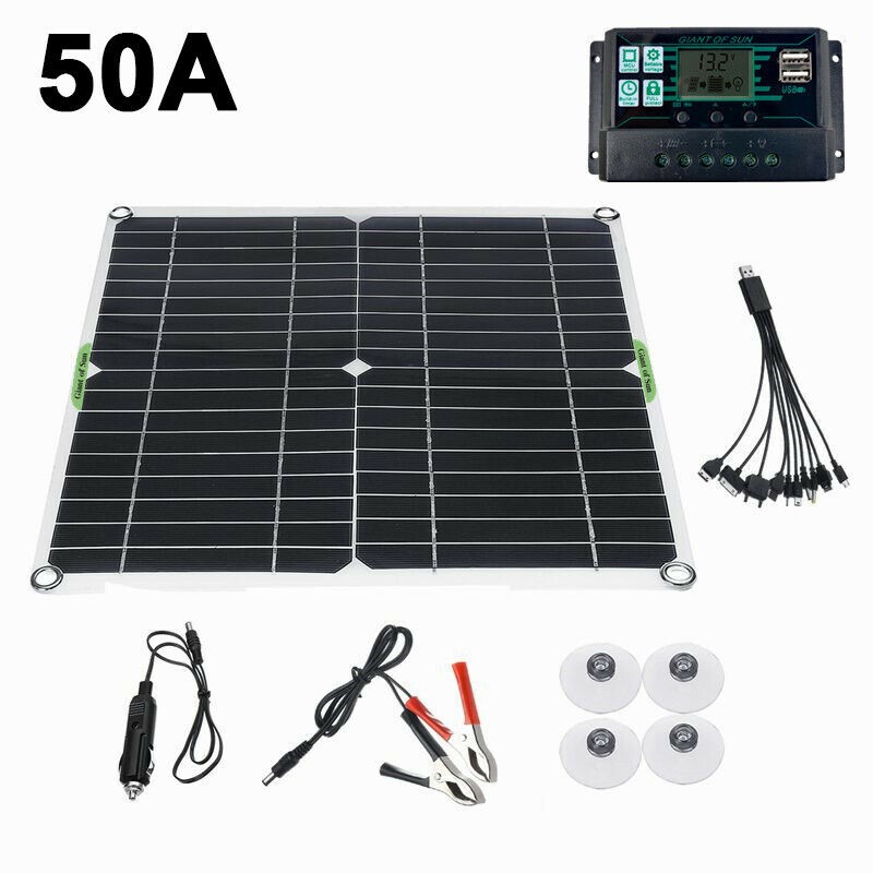 200W Watt Solar Panel Kit 12Volt Battery Charge Controller for Rv Caravan Boat -With 50A Controller
