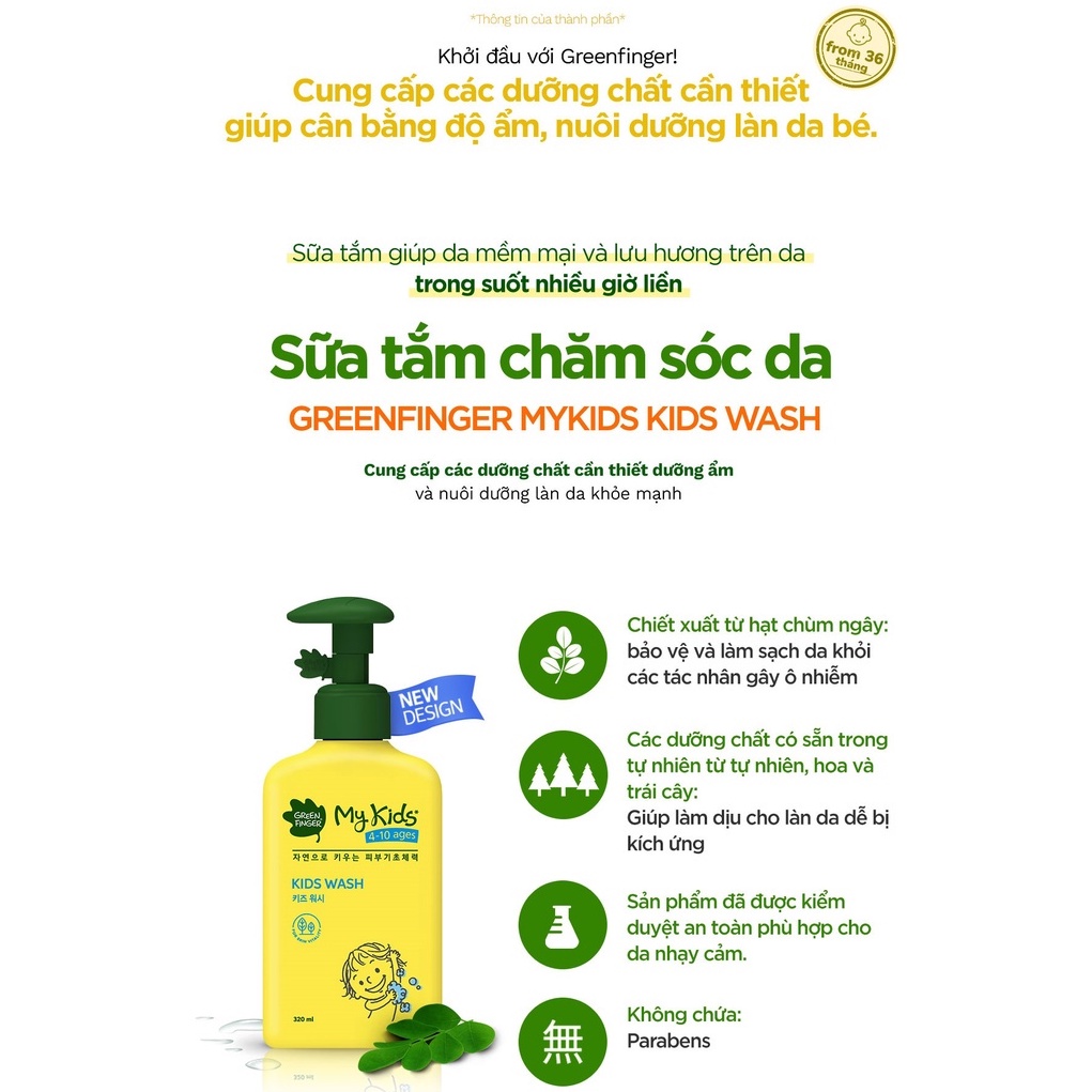 Sữa Tắm Cho Bé Green Finger MyKids Chai 320ml (4-10 Tuổi)