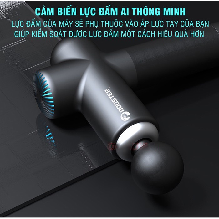 Máy massage gun, Súng Massage Booster Lightsaber AI Inside 2021 - 6 Đầu Massage – 4 mức độ - Công Suất 126W - CHÍNH HÃNG