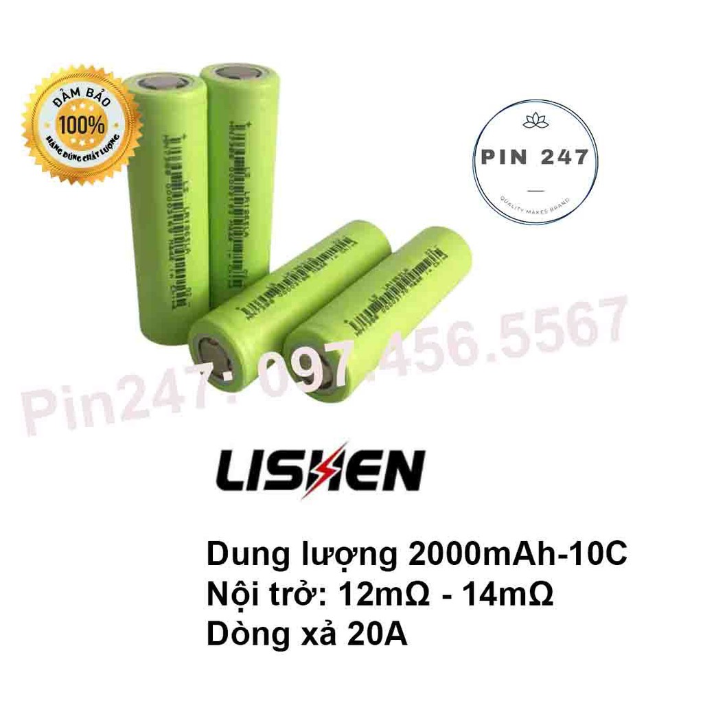 Cell pin 18650 lishen xanh 2100mah 10c, dòng xả cao, pin máy khoan (hàng mới)