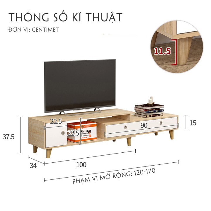 Kệ TiVi Thông Minh Kéo Dài Đến 170cm, Nội thất kệ thồng minh- Venus.98