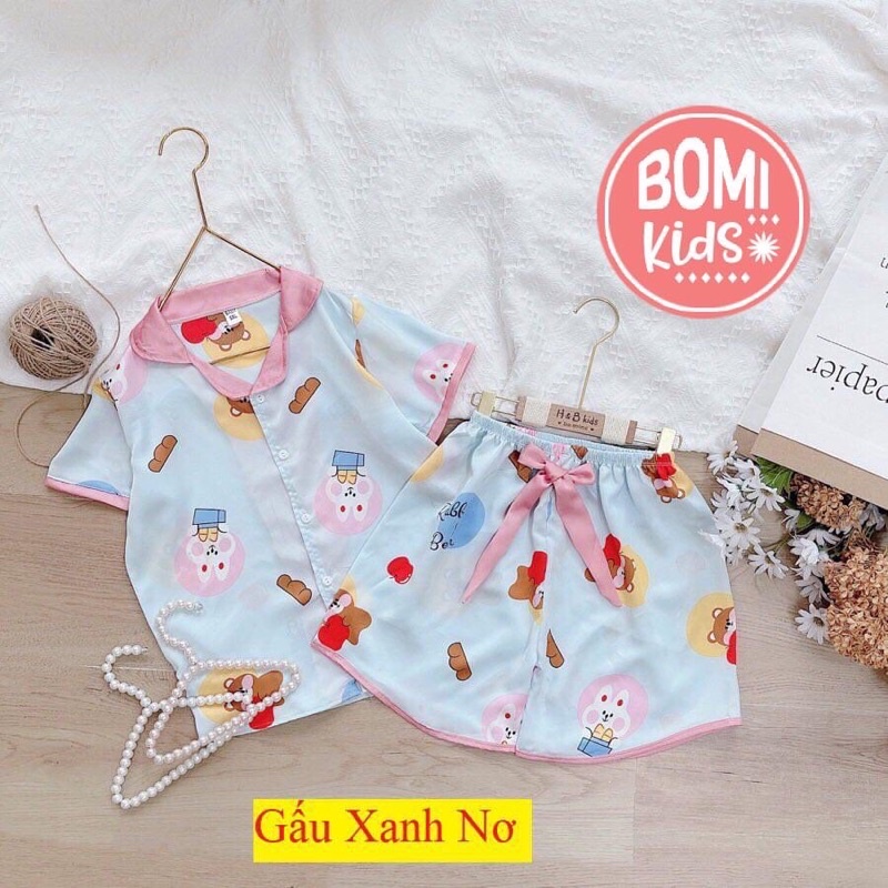 [ 15kg - 27kg ] Bộ Mặc Nhà Pijama Lụa Cao Cấp Tay Ngắn - Chất Liệu Lụa mềm Mịn Thoáng Mát