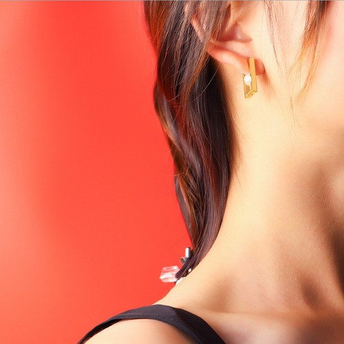 Bông Tai Hình Chữ Nhật Thép Titan Ko Rỉ TT 3603