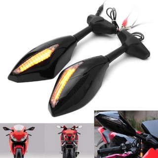 1Pair Motorcycle Turn Signal RearView Mirrors With LED Indicator Universal