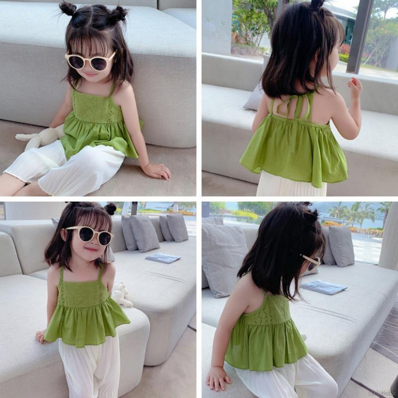 Áo kiểu màu trơn mềm thoáng khí phong cách hè cho bé gái