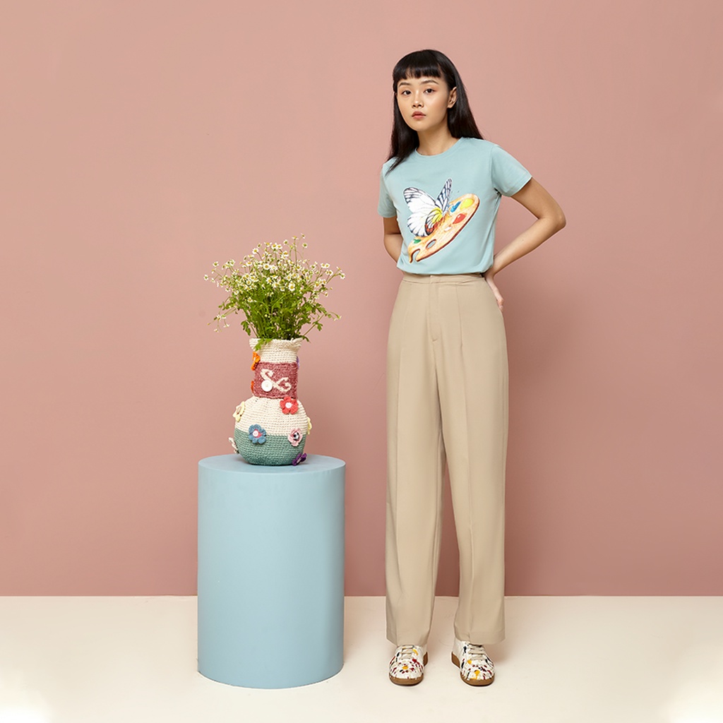 Andabove - Áo thun nữ in hoạ tiết Bướm đậu