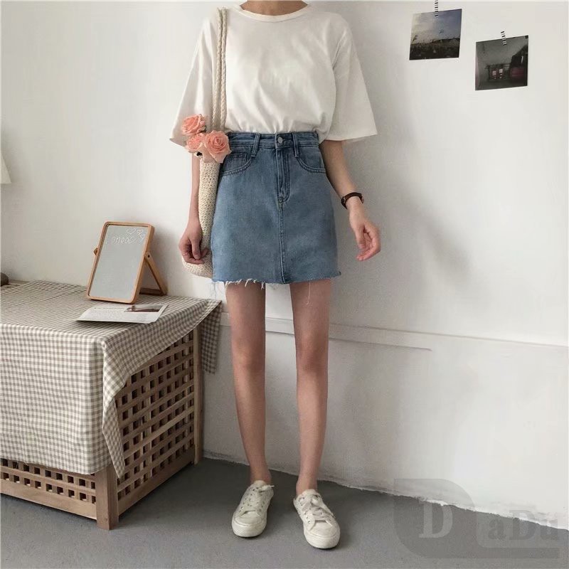 Chân Váy Ngắn Dáng Chữ A Lưng Cao Chất Liệu Cotton Thời Trang Cho Nữ