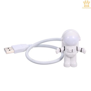 Home۩ Spaceman Astronaut Shape LED Mini Night Light  Keyboard Lamp USB Charging Port Design Flexible Bendable Hose Portable for Student Office Worker Computer