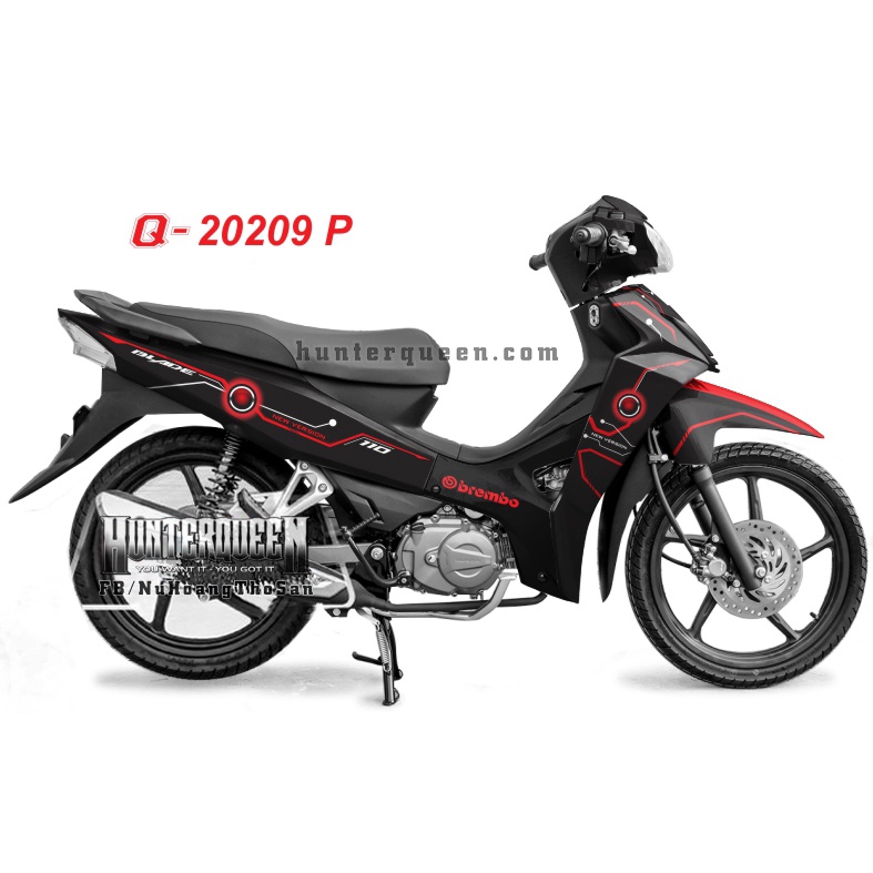 Tem rời dán xe Blade Honda 2017 màu đen. Chất liệu cao cấp không bay màu