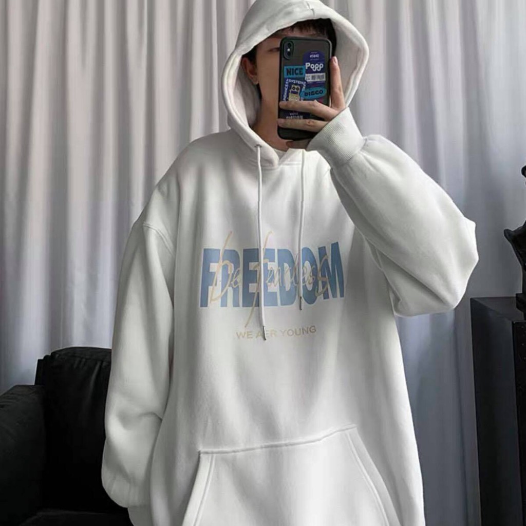 Áo Khoác Hoodie In Hình Freedom Ulzzang Unisex Chất Nỉ Bông Cao Cấp Dáng Rộng Nam Nữ - MM