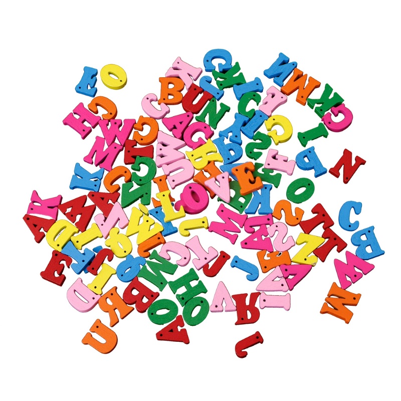 Set 50 / 100 Nút Gỗ Hình Trái Tim / Bông Hoa / Chữ Cái Nhiều Kiểu Dáng Dùng Để Trang Trí Đồ Thủ Công