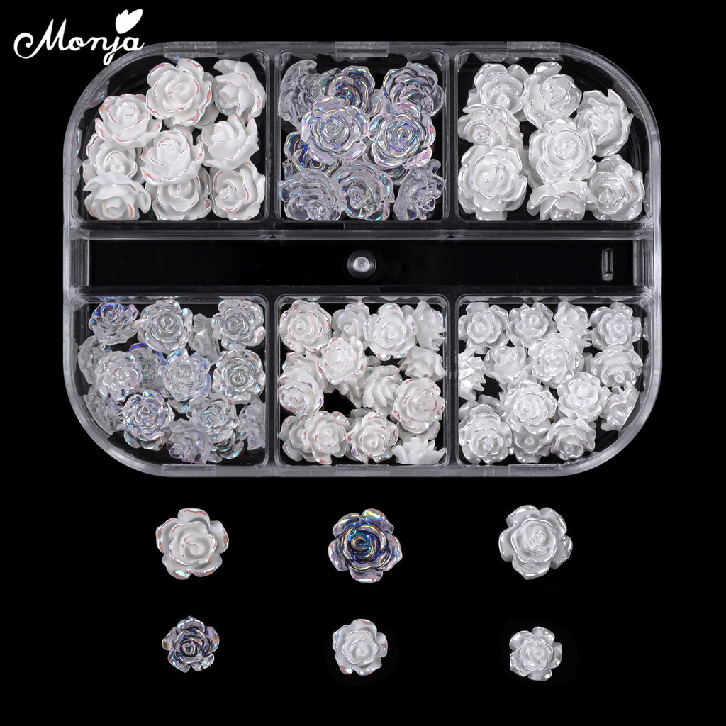 Hộp 60 bông hoa Monja dùng đính trang trí móng tay 3D lấp lánh DIY