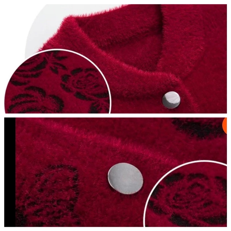 Áo khoác len dày ấm cổ tròn cho bà, cho mẹ mẫu sang trọng quảng châu cho U60 U70U80 U90