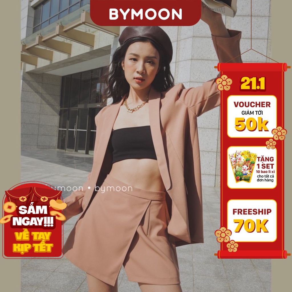 Áo Blazer nữ set áo blazer và chân váy giả quần thời trang nữ thiết kế BY MOON S001