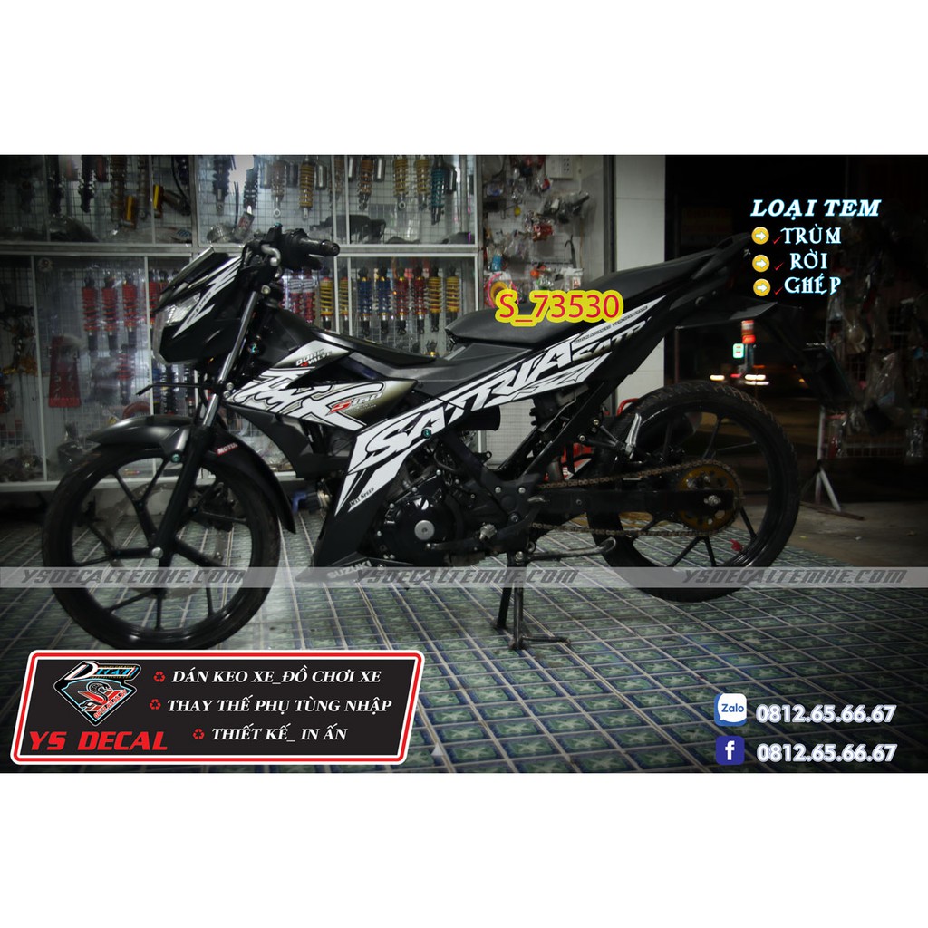 tem rời Raider Satria Hayabusa đen trắng