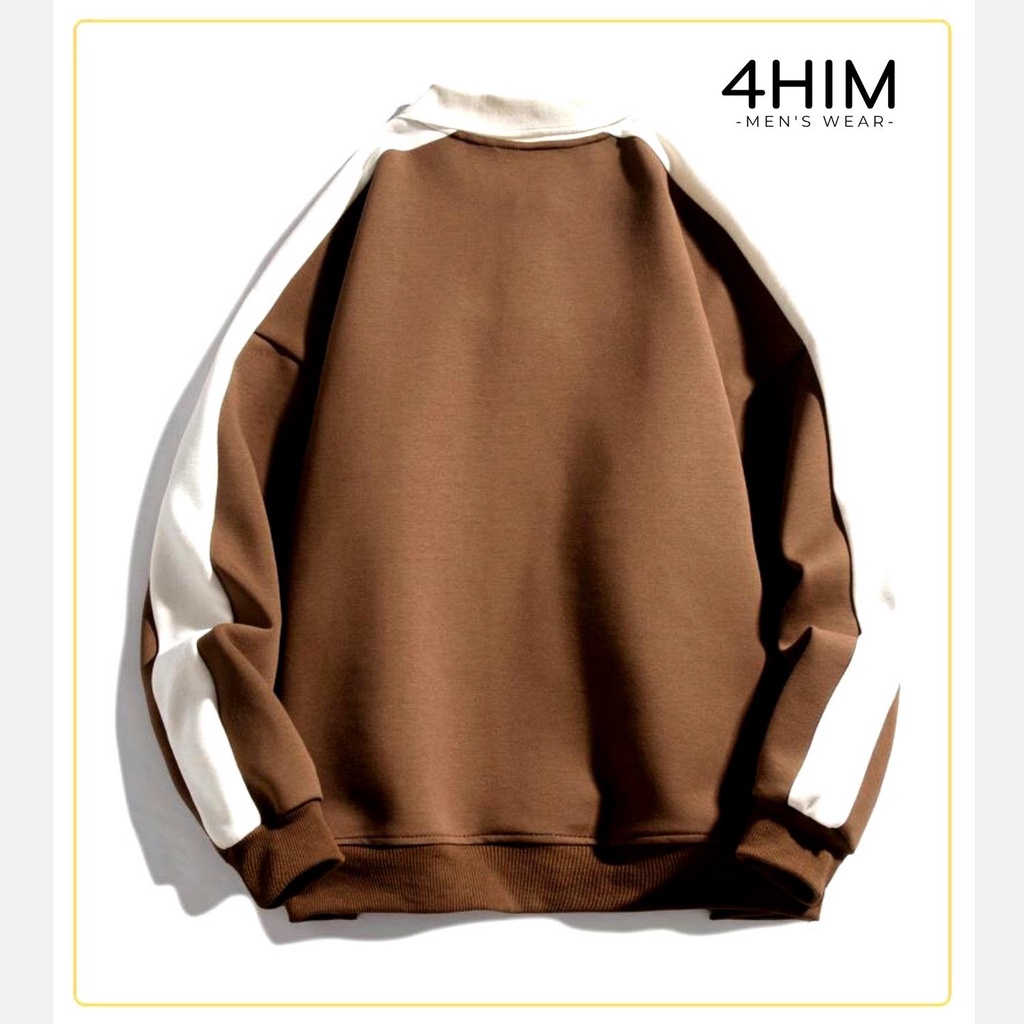 Áo sweater nỉ unisex polo chất vải nỉ bông in hình sắc nét Áo nỉ bông dài tay nam nữ form rộng tay bồng hàn quốc 4him
