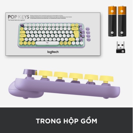Bàn phím cơ không dây bluetooth | USB Logitech POP KEYS - phím emoji có thể tùy chỉnh