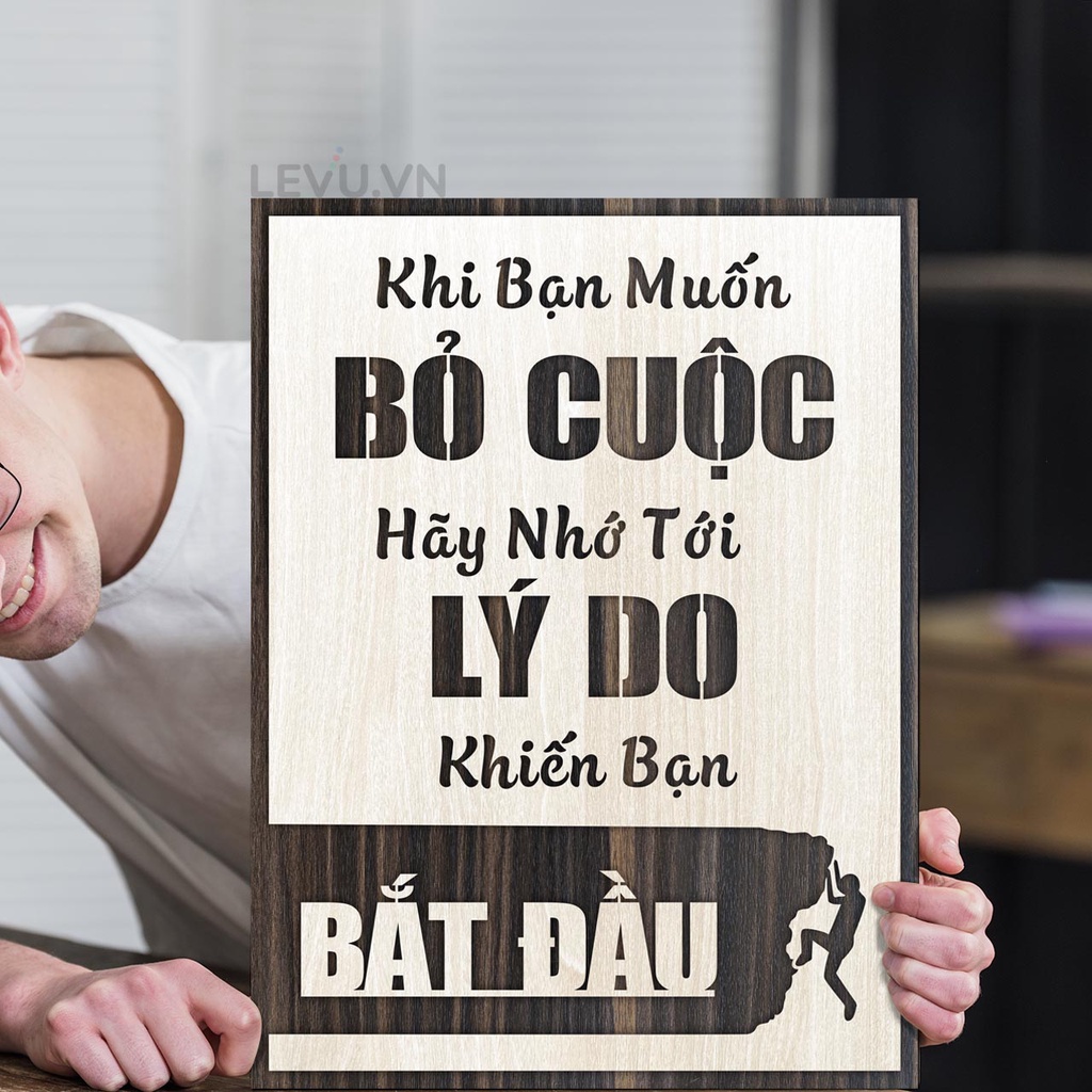 Tranh động lực gỗ handmade decor, tranh khẩu hiệu truyền cảm hứng làm việc hiệu quả 30x40cm