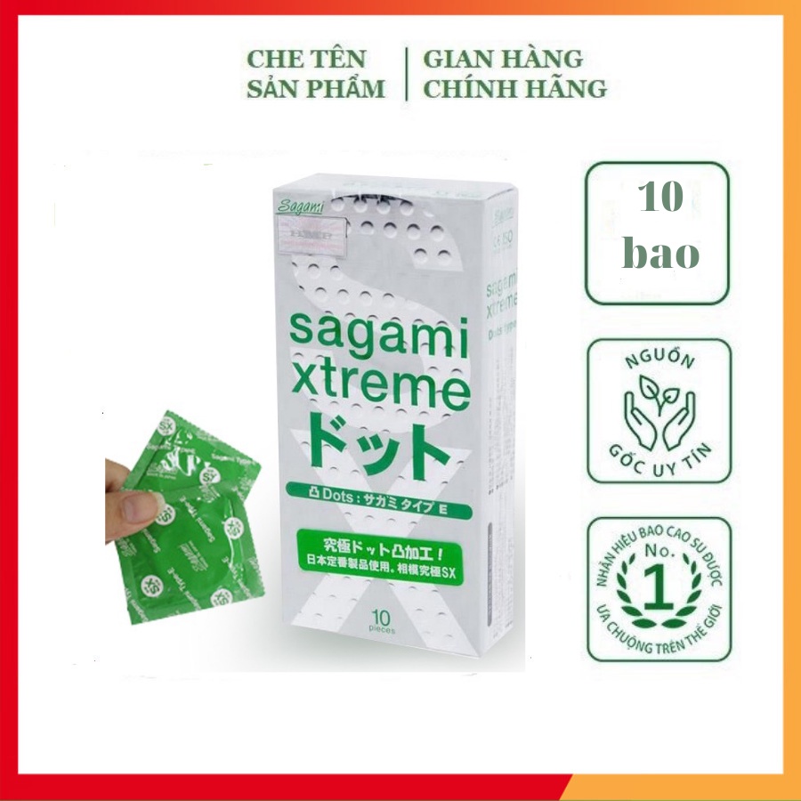 Bao cao su Sagami Extreme White, bao cao su siêu mỏng kéo dài thời gian, hộp 10 bcs