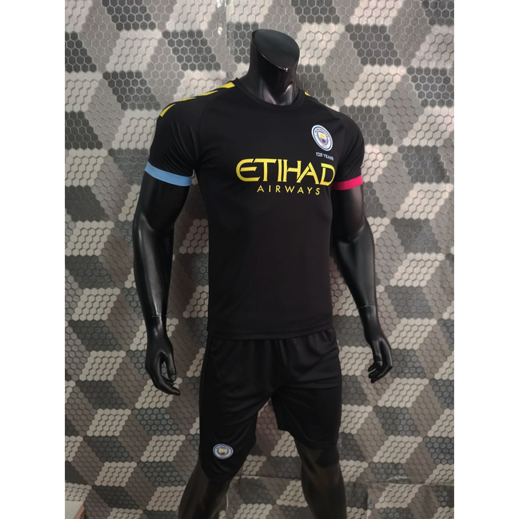 Quần áo đá bóng ngắn tay Man city đen 2019-2020