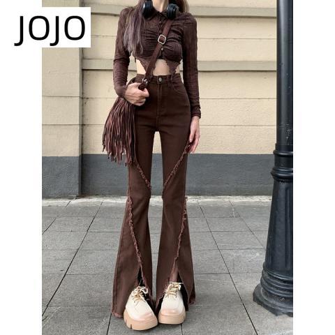 Quần Jean Dài Ống Loe Phong Cách Retro Thời Trang Cho Nữ