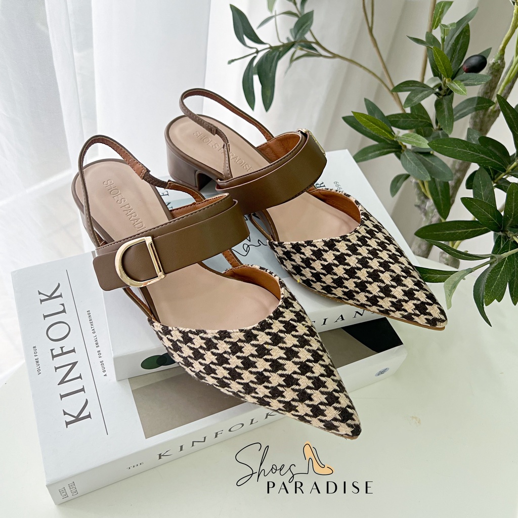 Giày cao gót bít mũi nữ 3p giày đẹp mũi nhọn khóa SHOES PARADISE BBXK19