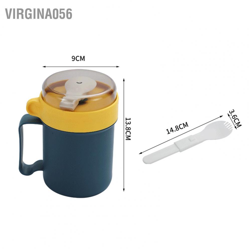 💯Có thể bán buôn😁 Cốc súp 500ML Hộp đựng bằng nhựa cách nhiệt ổn định có nắp và thìa dùng cho trường học văn phòng 💖Hàng giao ngay💖Virgina056