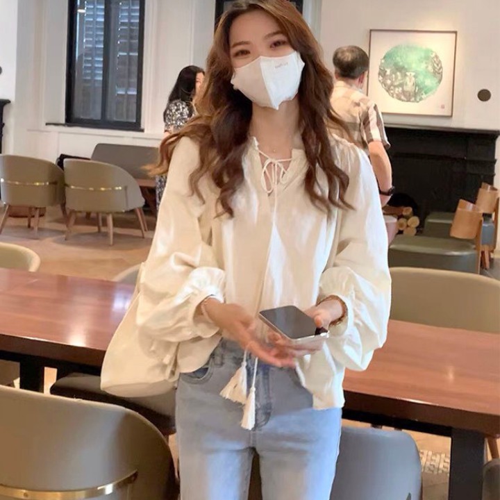Áo kiểu form rộng rút dây xinh xắn - nhiều size, form dáng chuẩn thích hợp mặc dạp phố