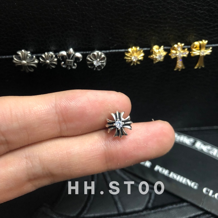 KHUYÊN TAI BẠC, KHUYÊN TAI NAM NỮ , CHROME HEARTS , BÔNG TAI ĐÍNH ĐÁ NHIỀU MẪU, ĐEO SÁT TAI , TRANG SỨC BẠC 925 UNISEX