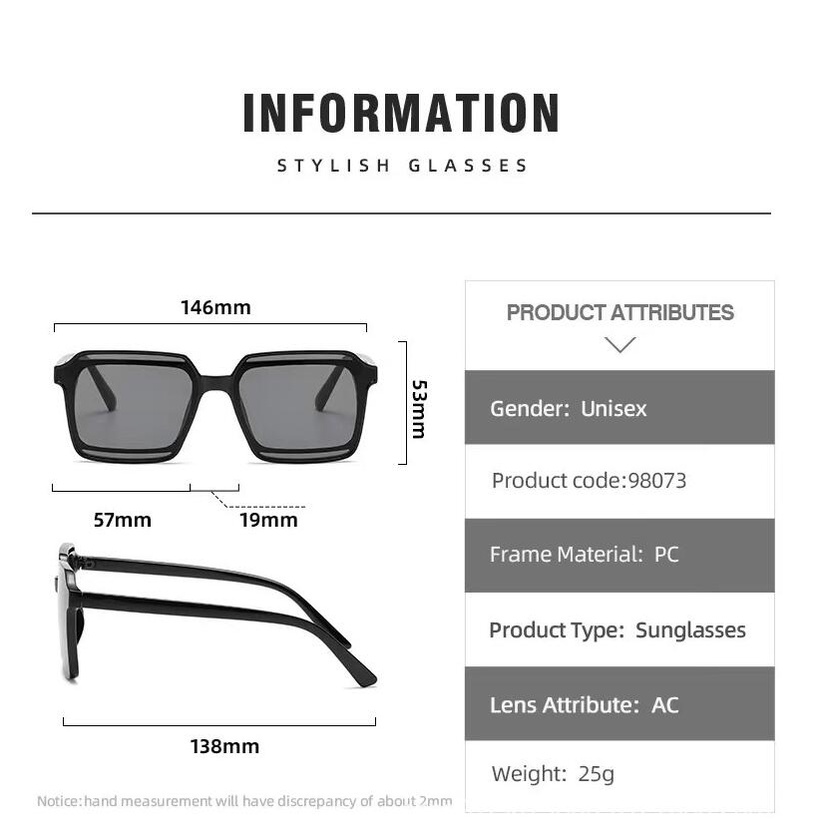 Kính Mát Vuông Chống Tia uv400 Phong Cách retro