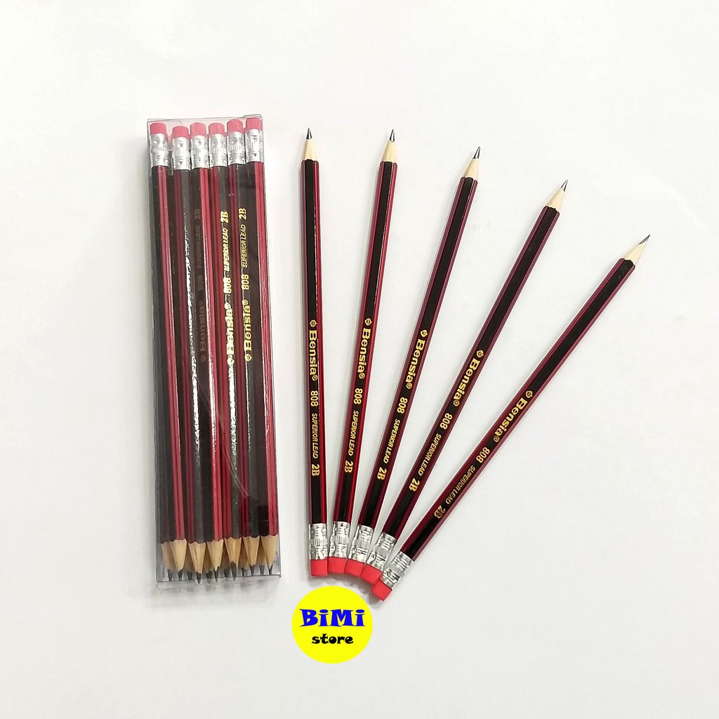 Chì 2B thân sọc đỏ Bensia - BiMi store