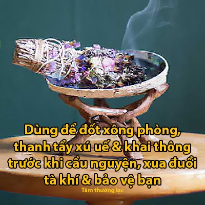 Thảo mộc xông nhà bó xô thanh tẩy nhà cửa, lá đốt thơm xông nhà, tẩy uế và khai thông trước khi cầu nguyện