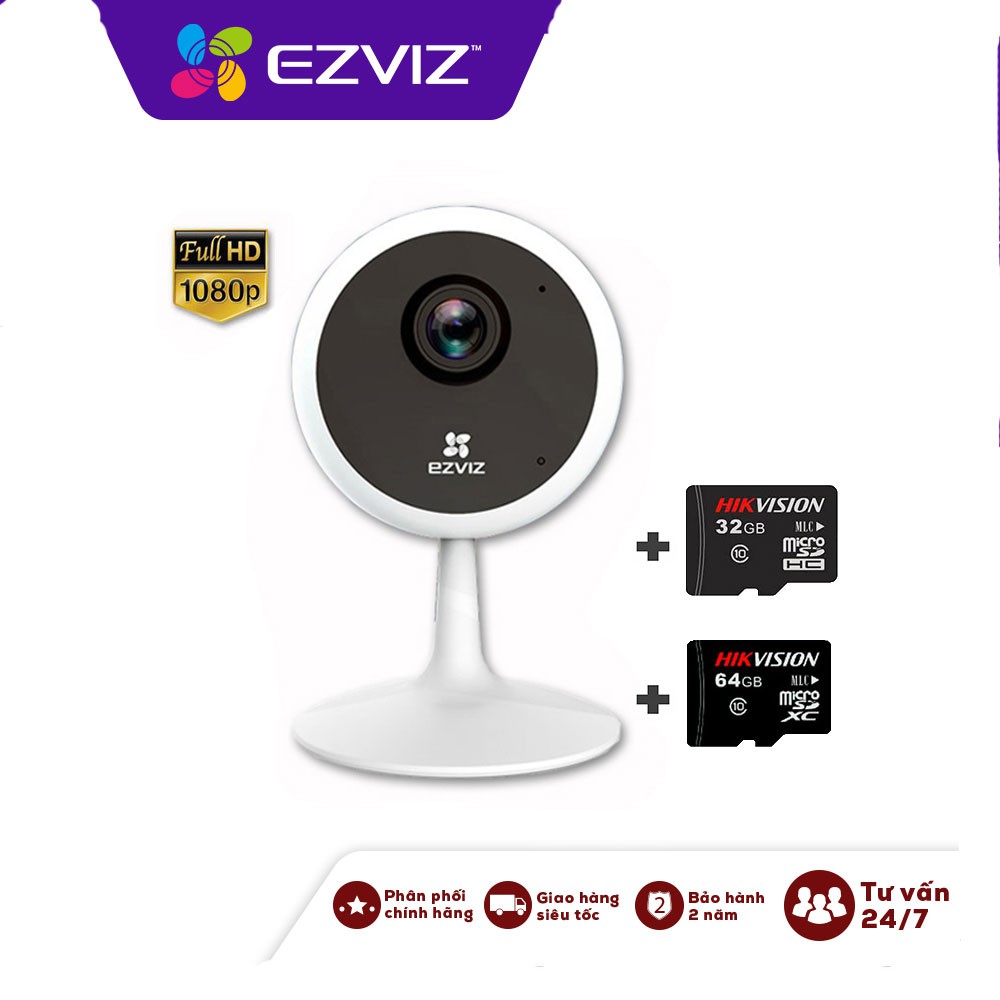 Camera IP Wifi EZVIZ C1C 2MP + Thẻ nhớ HIKVISION 32GB 64GB Tốc độ đọc ghi 90Mb/s
