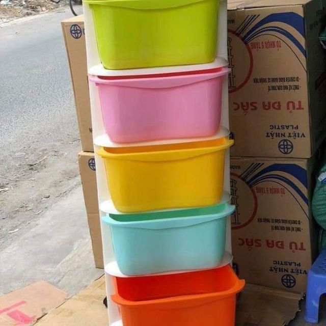 ❤️Tủ nhựa ngăn kéo 5 tầng có bánh xe nhiều màu❤️Có ghi kích thước trên hình nhé– Tủ nhựa ngăn kéo 5 tầng việt nhật co