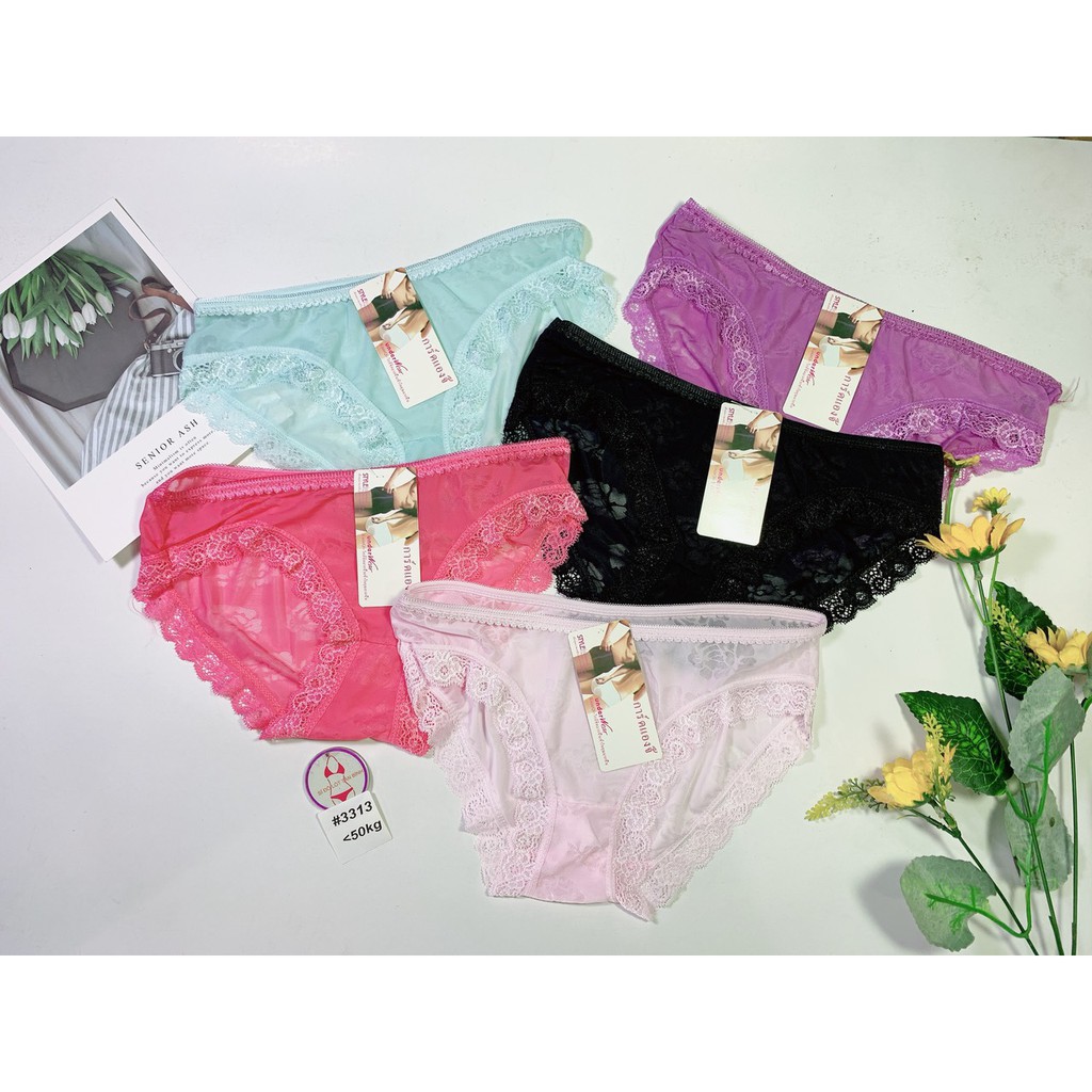 Quần lót thun lạnh 3313 phối ren chất mềm mại &lt;50kg