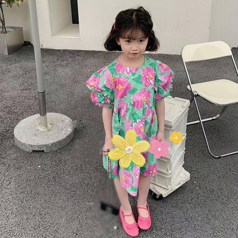 Đầm Công Chúa Tay Ngắn In Hoa Se7en Cho Bé Gái