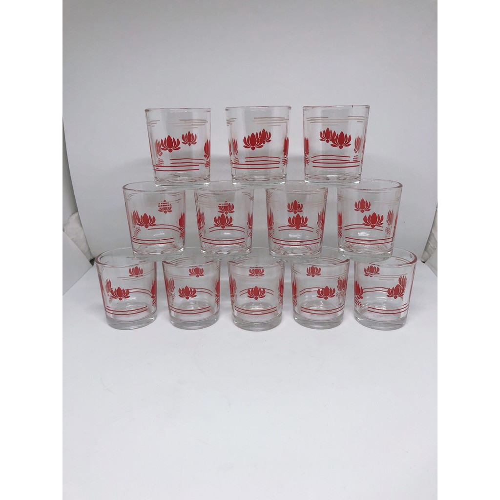 🌻 Bộ 12 Ly Thủy Tinh Uống Trà Hoa Sen