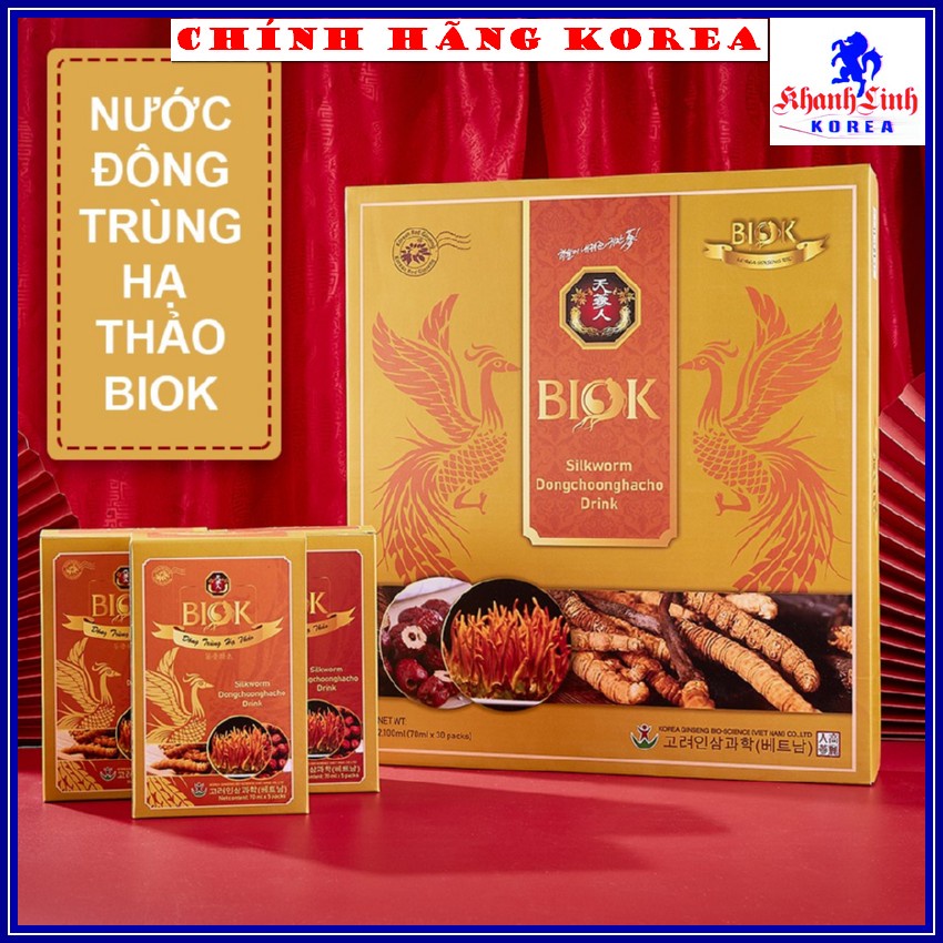 Nước đông trùng hạ thảo Biok hàn quốc, hộp 30 gói - Tăng đề kháng, giảm stress, phòng ung thư - khanhlinh